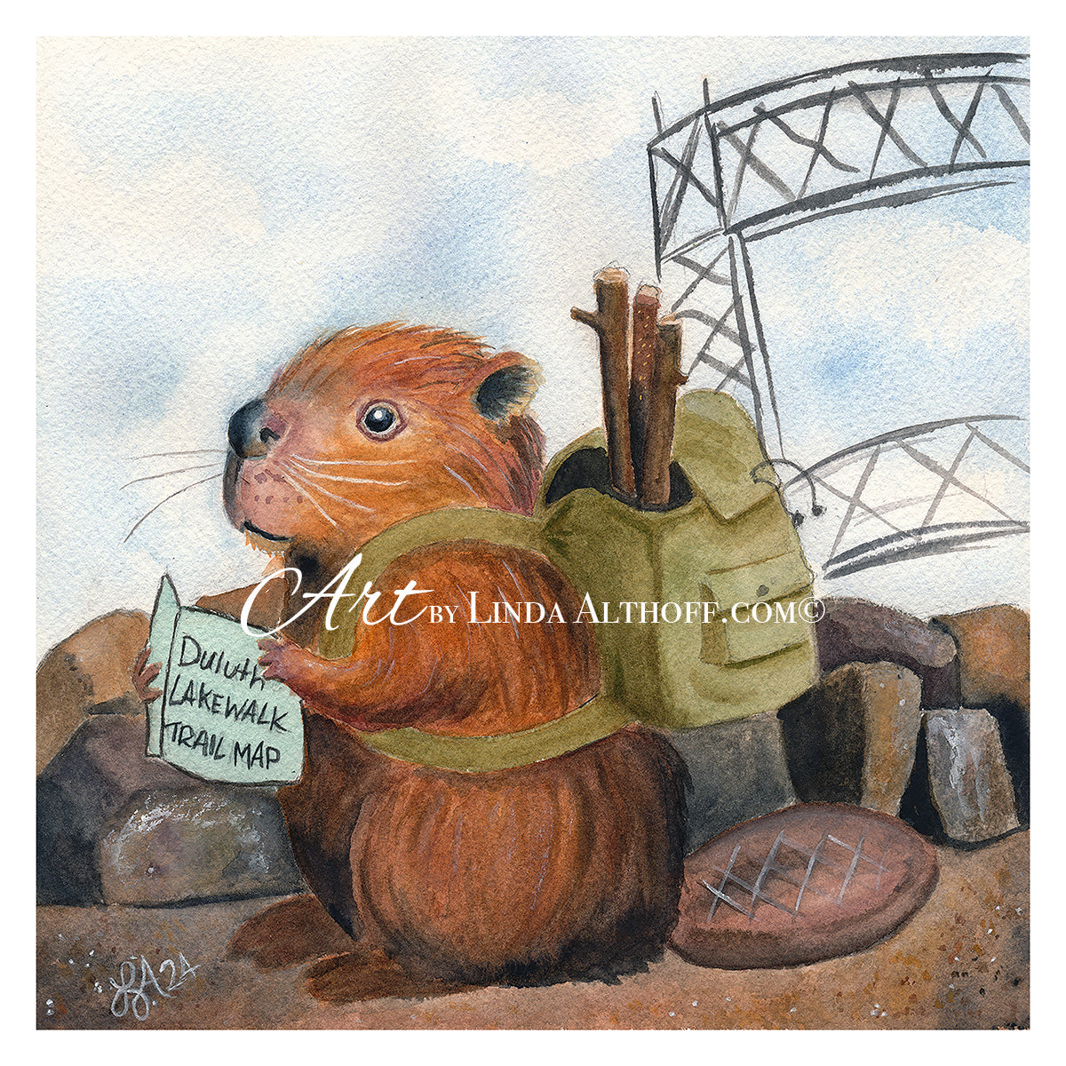 Beaver on Lakewalk Trail Duluth MN Print