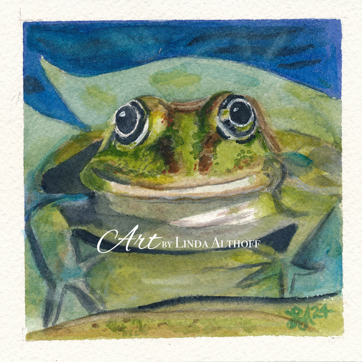 Frog 4x4 Original Watercolor Painting