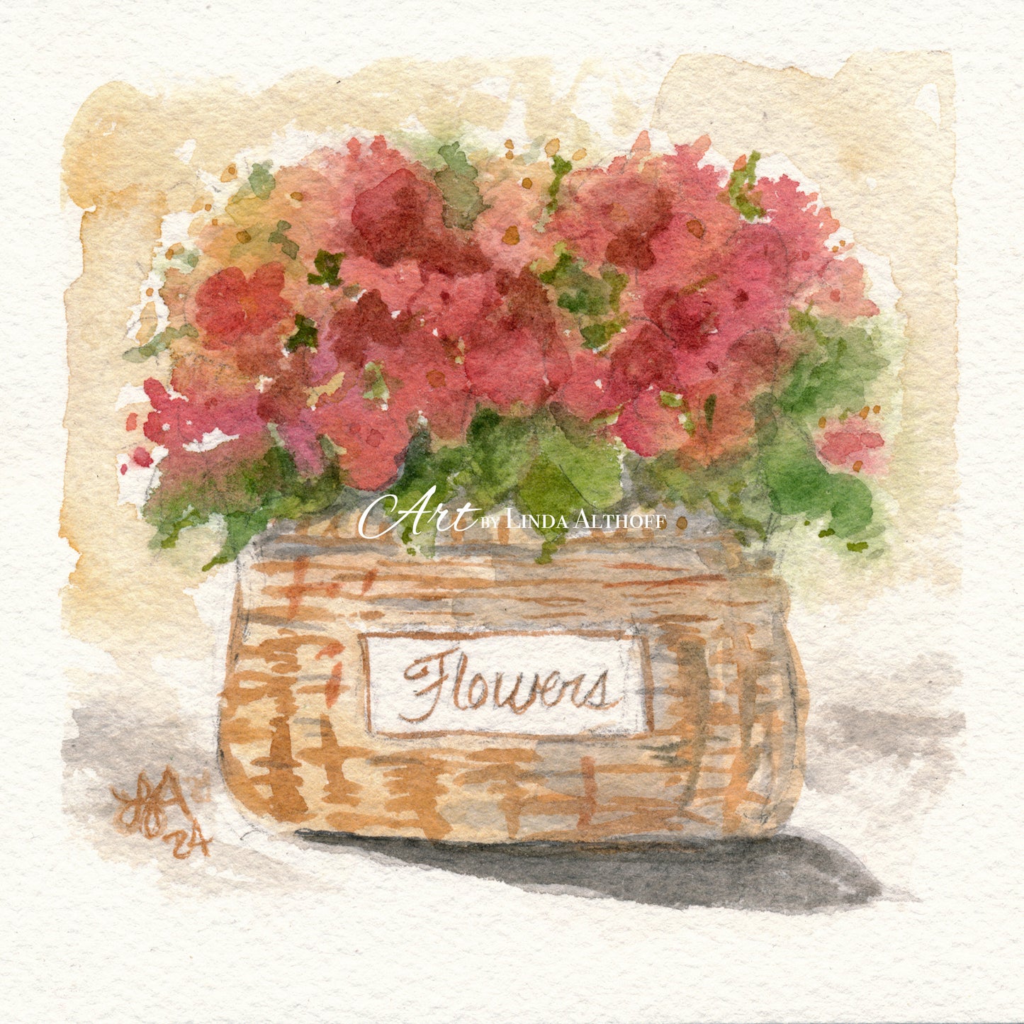 Red Flowers in Basket