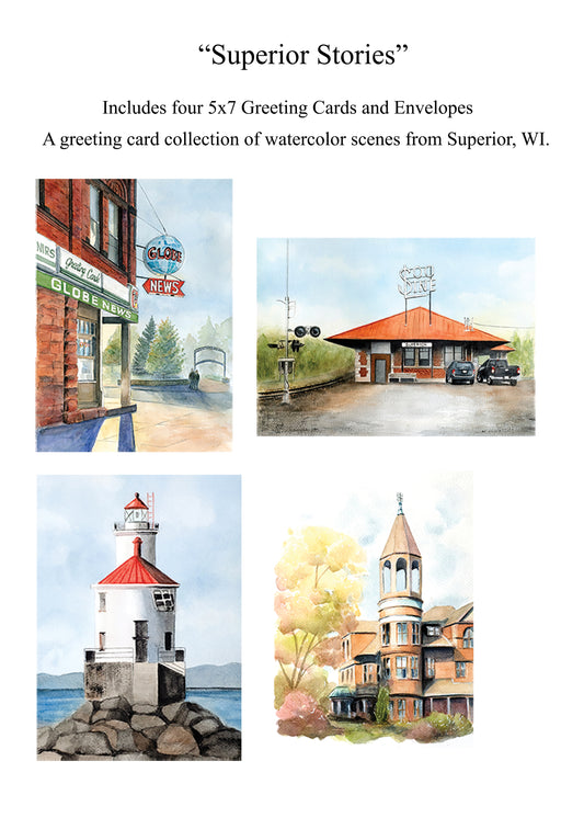 Superior Stories - 5x7 Greeting Card Set (4 cards & envelopes)