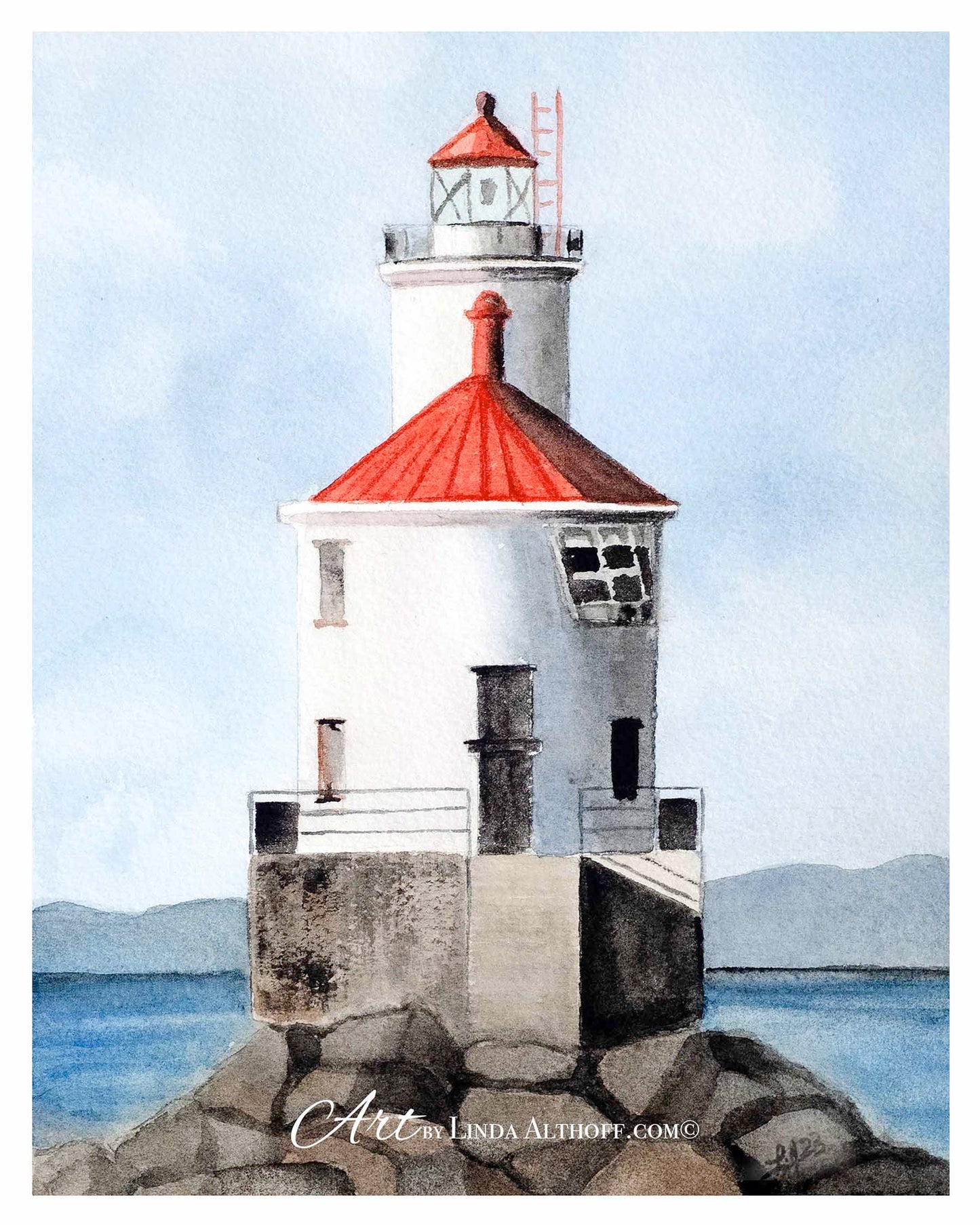 On the Rocks - Superior Entry Lighthouse Print